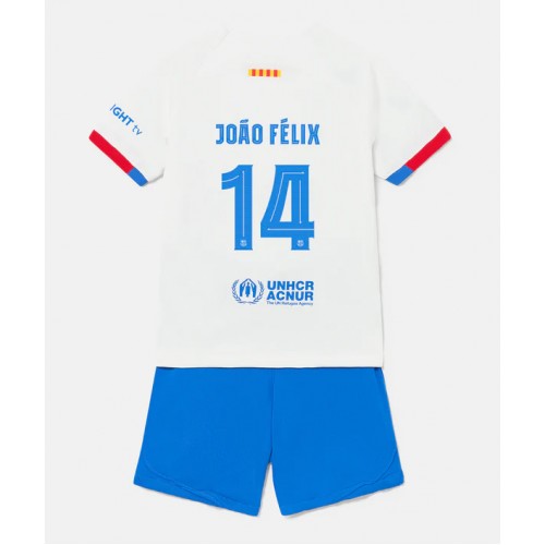 Fotballdrakt Barn Barcelona Joao Felix #14 Bortedraktsett 2023-24 Kortermet (+ Korte bukser)